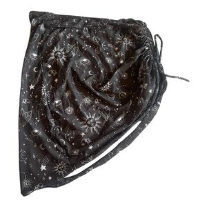 Black astrology printed sheer skirt with tie side